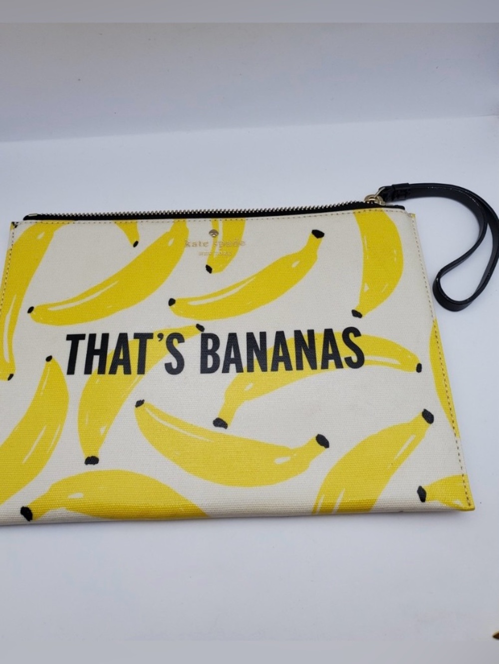 kate spade Yellow and Cream 'THAT'S BANANAS' Canvas Wristlet